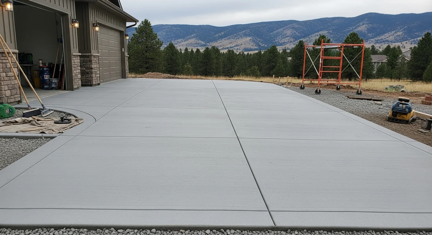 Finished concrete driveway with decorative coating in Helena Montana