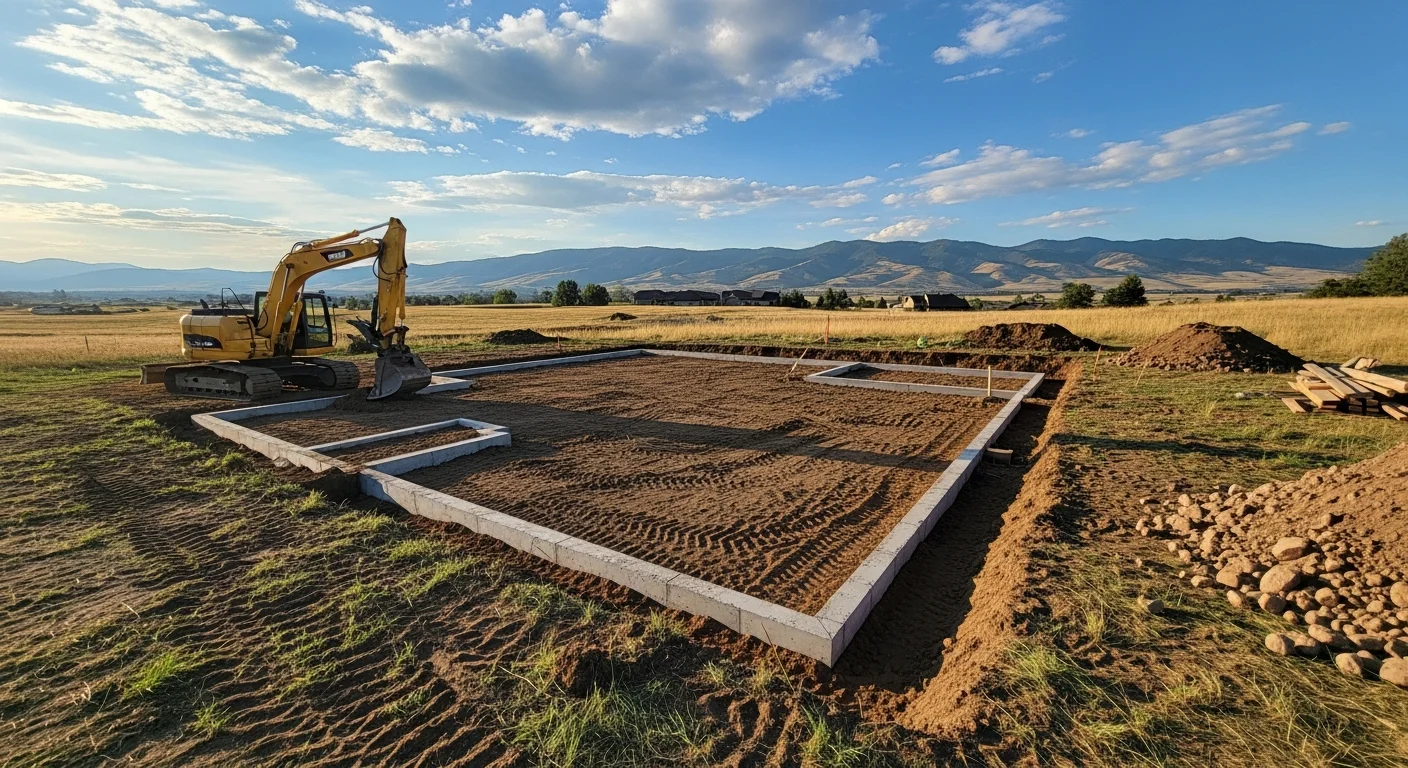 Excavation equipment preparing residential building site near Helena Montana